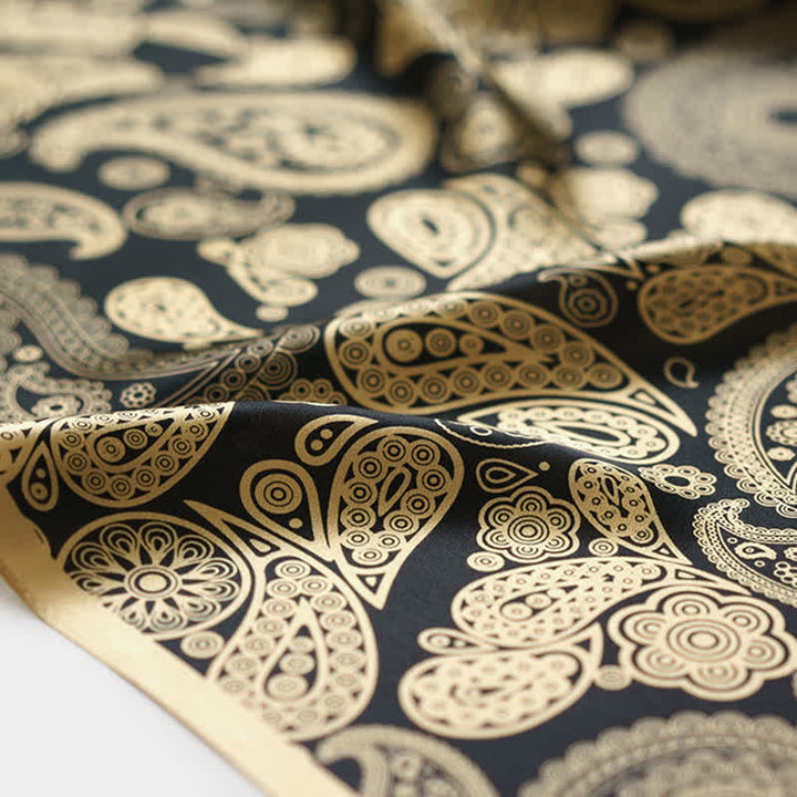 Schwarz Gold Luxus Paisley Halstuch mit Halstuch-Schnalle