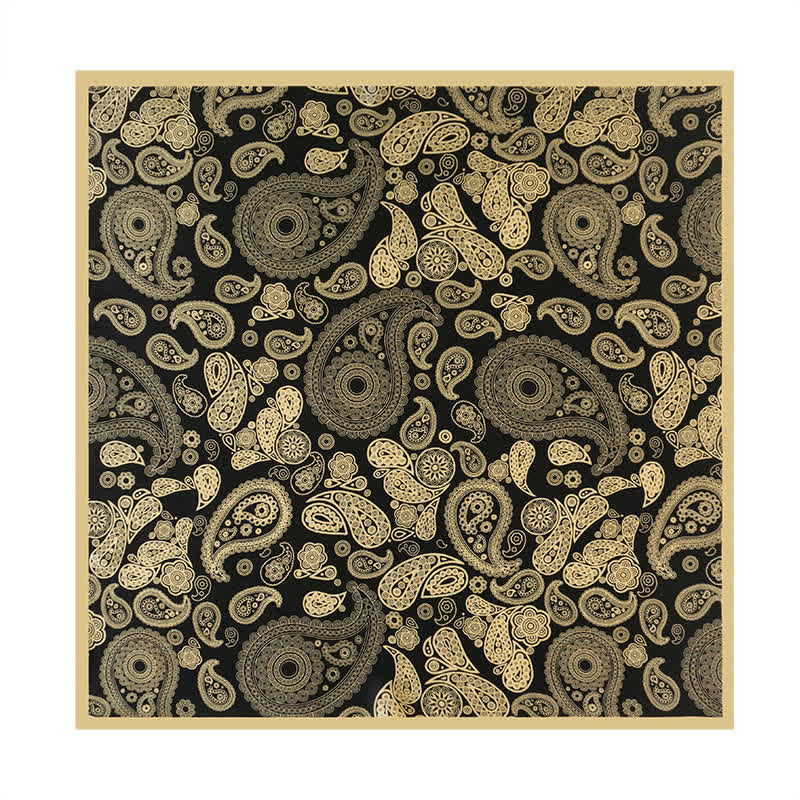 Schwarz Gold Luxus Paisley Halstuch mit Halstuch-Schnalle