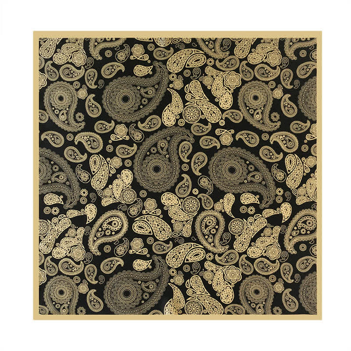 Schwarz Gold Luxus Paisley Halstuch mit Halstuch-Schnalle