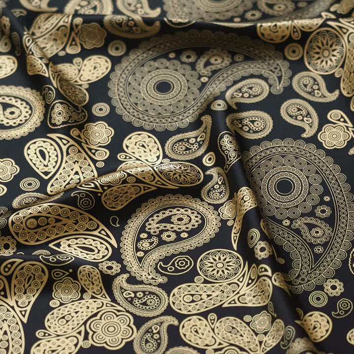 Schwarz Gold Luxus Paisley Halstuch mit Halstuch-Schnalle