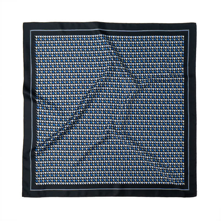 Marineblauer Hahnentritt-Quadratschal mit Schalschnalle