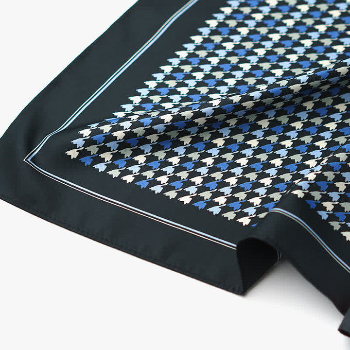 Marineblauer Hahnentritt-Quadratschal mit Schalschnalle