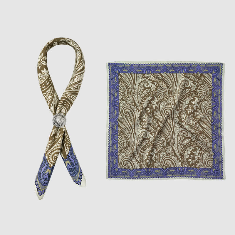 Exotisches Paisley-bedrucktes quadratisches Halstuch mit Schalschnalle - image 4