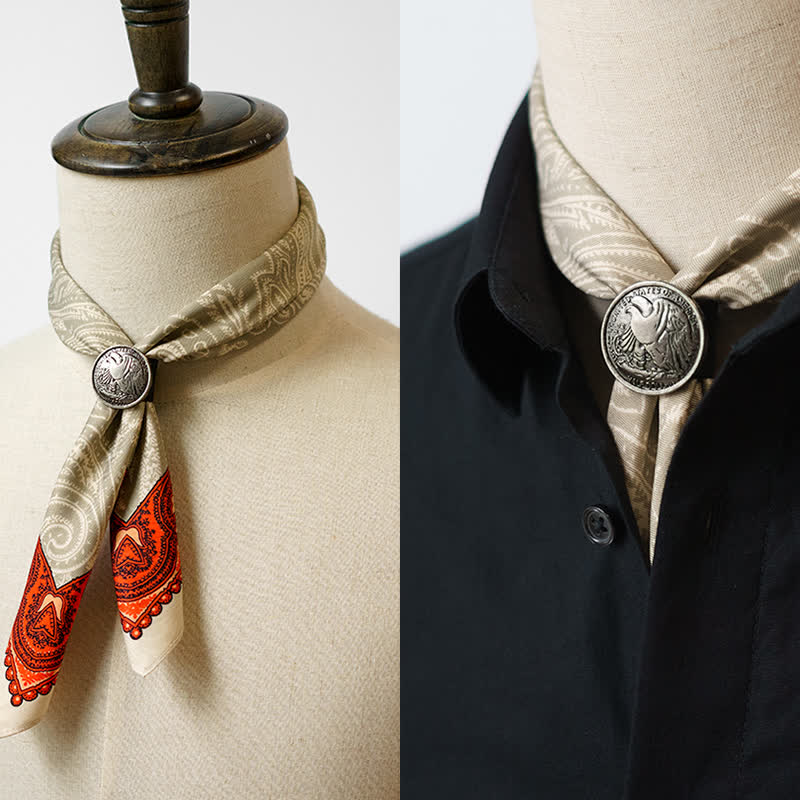 Exotisches Paisley-bedrucktes quadratisches Halstuch mit Schalschnalle - Kamel - image 16