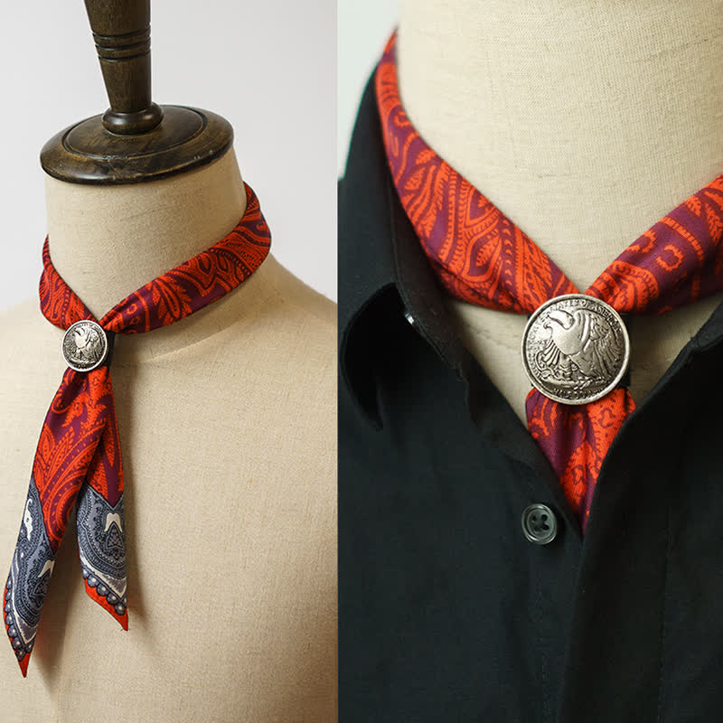 Exotisches Paisley-bedrucktes quadratisches Halstuch mit Schalschnalle - Burgunderrot - image 11