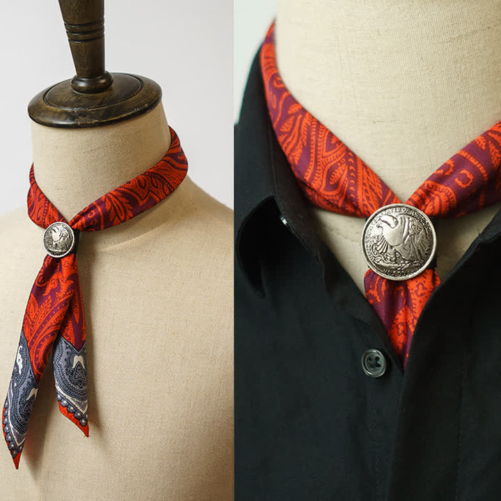 Exotisches Paisley-bedrucktes quadratisches Halstuch mit Schalschnalle - Burgunderrot - image 11