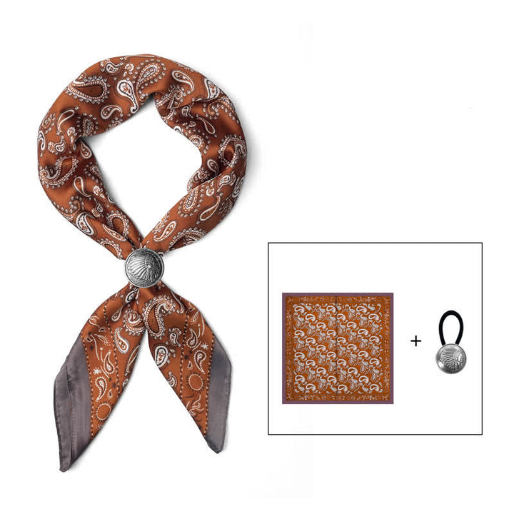 Retro Cashew-Blumen-Quadratschal mit Schalschnalle