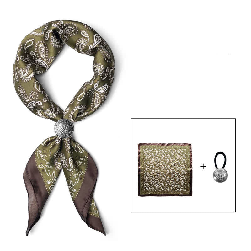 Retro Cashew-Blumen-Quadratschal mit Schalschnalle