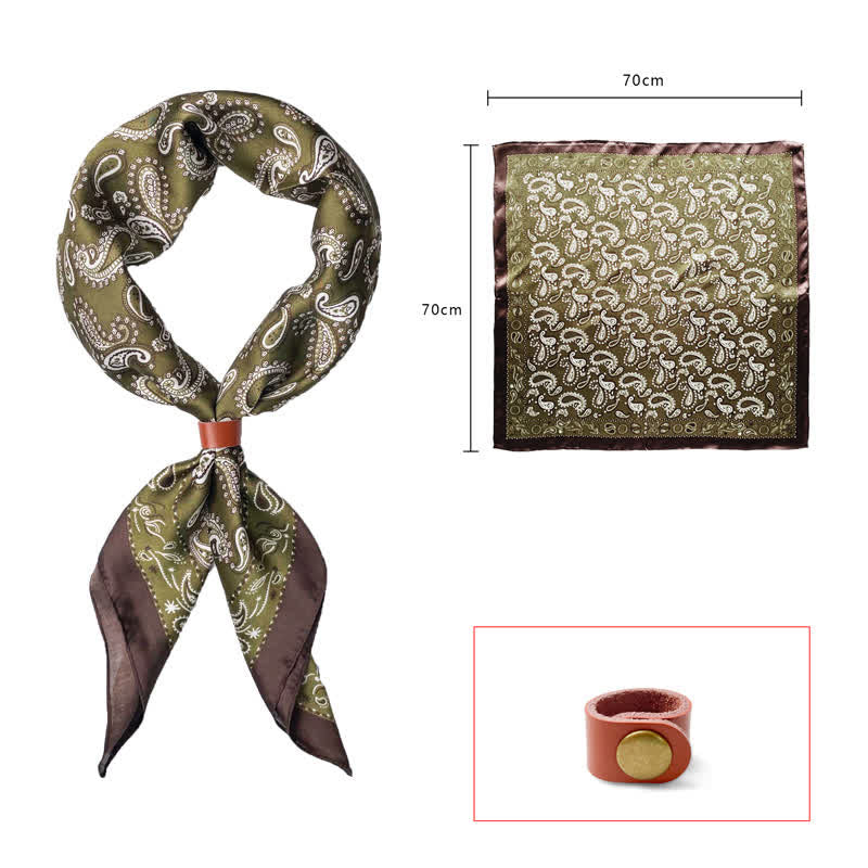 Retro Cashew-Blumen-Quadratschal mit Schalschnalle