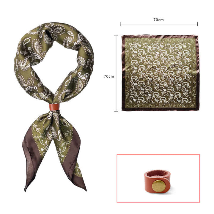 Retro Cashew-Blumen-Quadratschal mit Schalschnalle