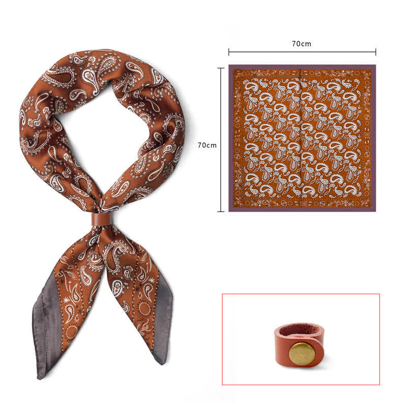 Retro Cashew-Blumen-Quadratschal mit Schalschnalle