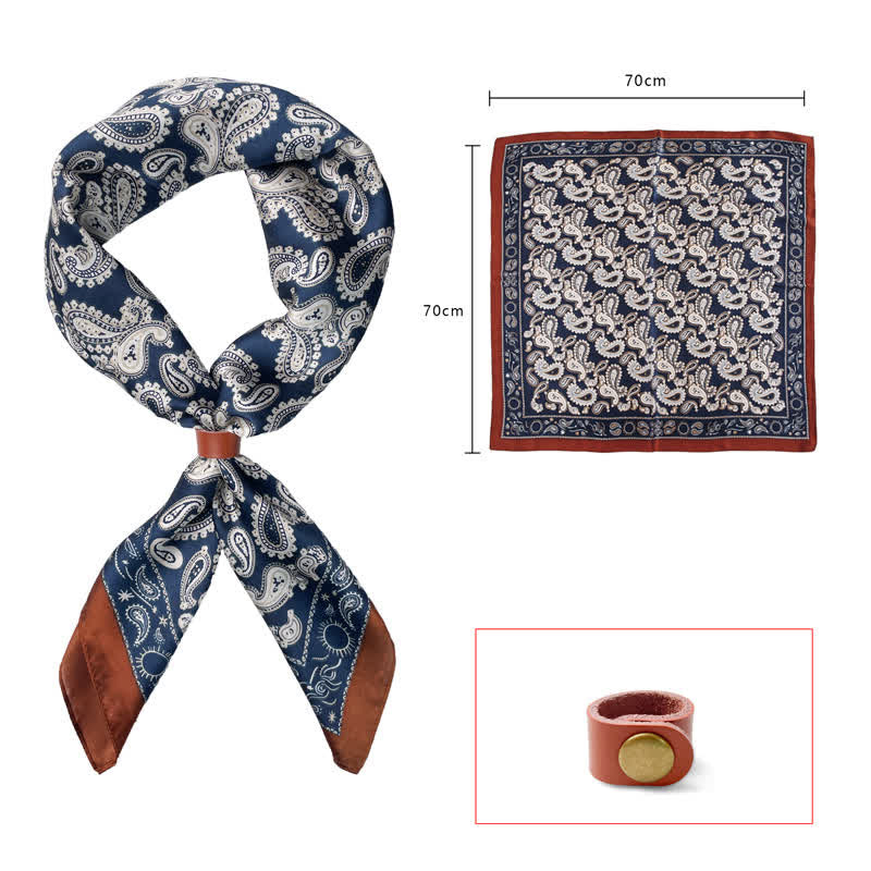 Retro Cashew-Blumen-Quadratschal mit Schalschnalle