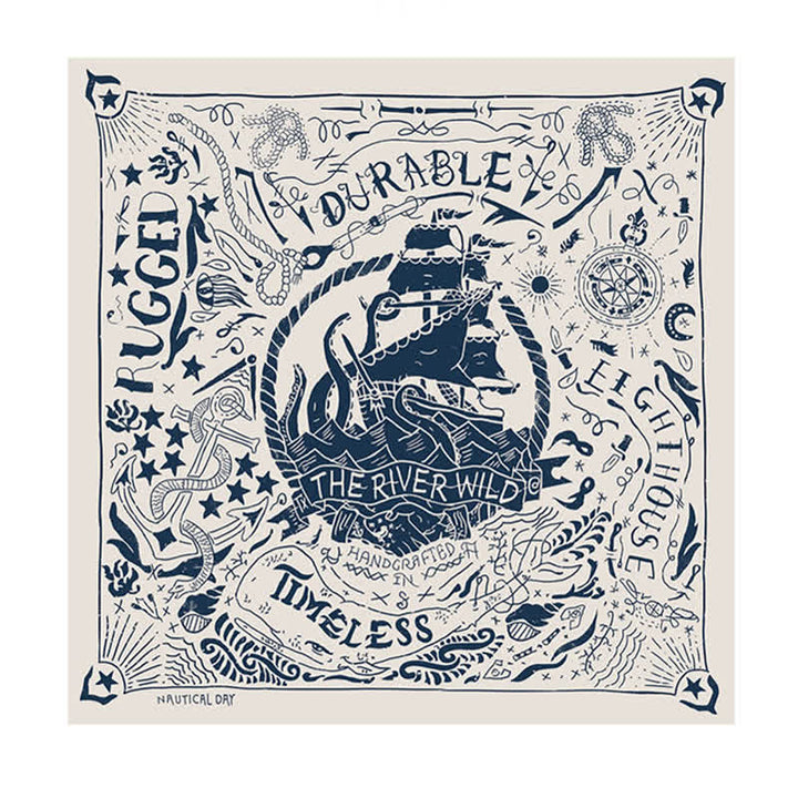 Elfenbein Segelmotiv Quadrat-Schal Lederschal-Schnalle