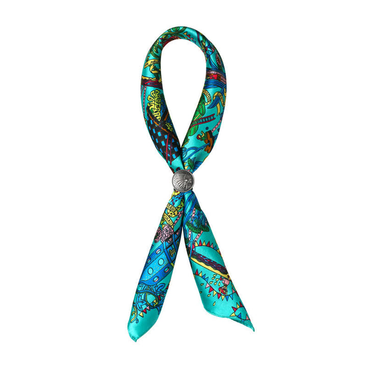 Cyan Botanischer Paradies-Quadratschal mit Schalspange
