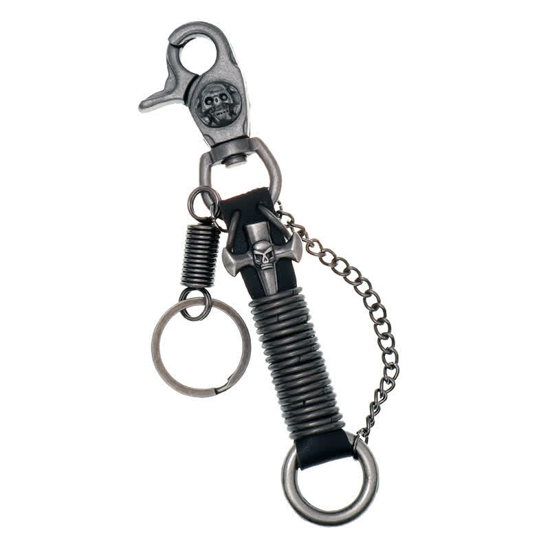 Totenkopf Kreuz Punk Hose Leder Schlüsselanhänger
