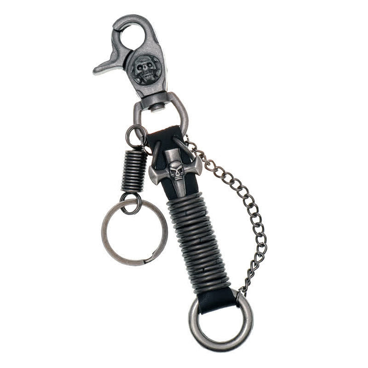 Totenkopf Kreuz Punk Hose Leder Schlüsselanhänger