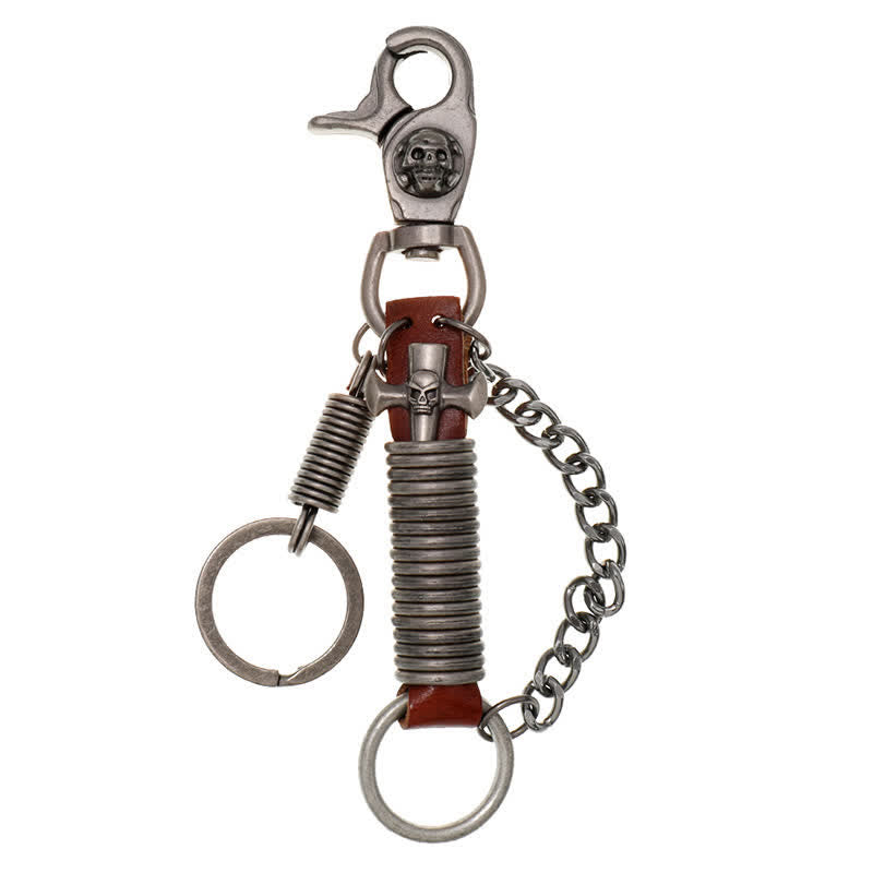 Totenkopf Kreuz Punk Hose Leder Schlüsselanhänger