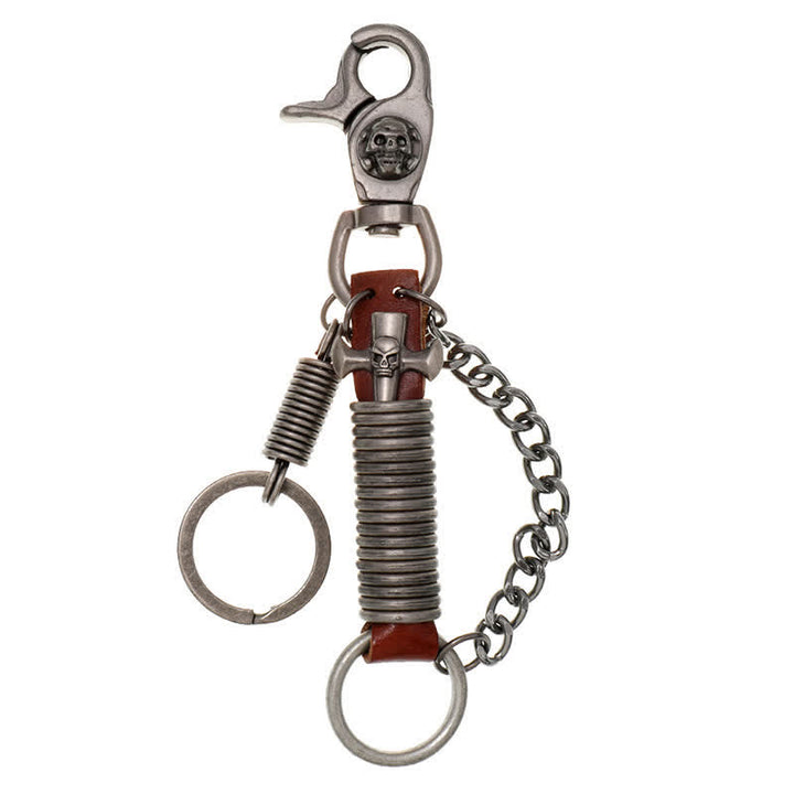 Totenkopf Kreuz Punk Hose Leder Schlüsselanhänger