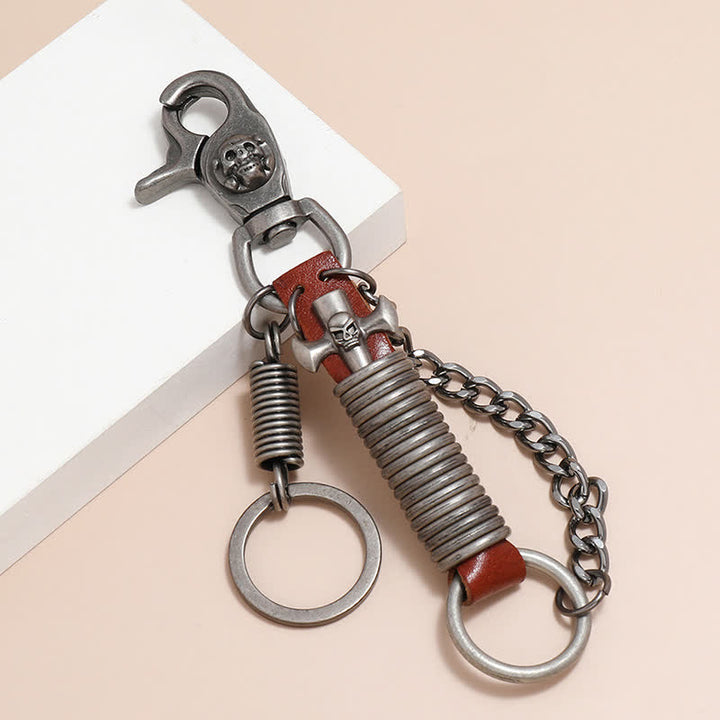 Totenkopf Kreuz Punk Hose Leder Schlüsselanhänger