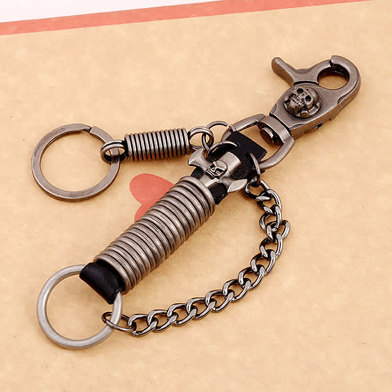 Totenkopf Kreuz Punk Hose Leder Schlüsselanhänger