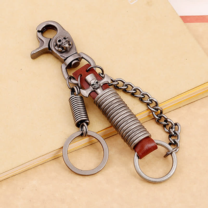 Totenkopf Kreuz Punk Hose Leder Schlüsselanhänger