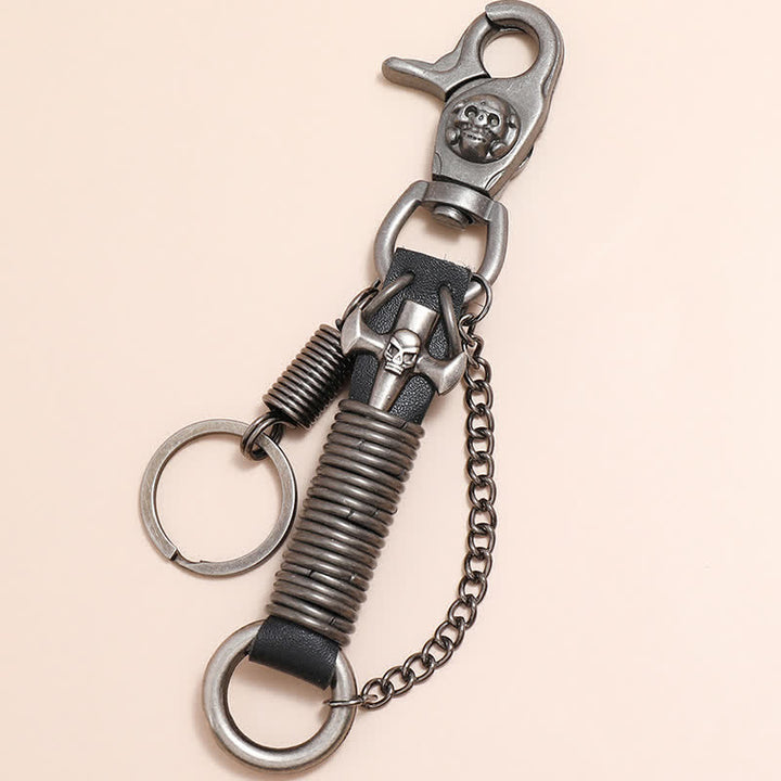 Totenkopf Kreuz Punk Hose Leder Schlüsselanhänger