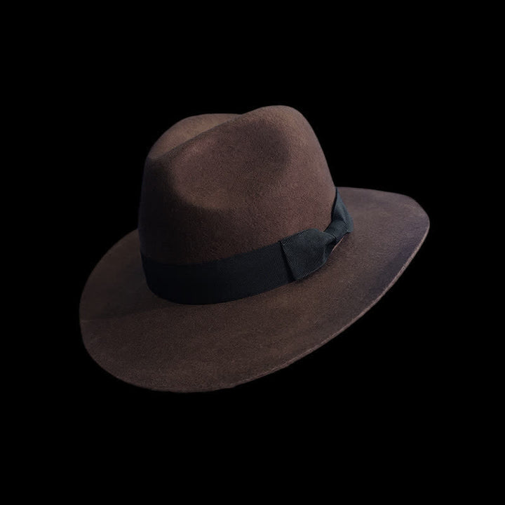 Cowboyhut mit Schleifenband in einfarbigem Schwarz - Braun - L (23 1/4"-23 5/8") - image 3