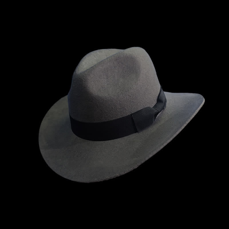 Cowboyhut mit Schleifenband in einfarbigem Schwarz - Grau - L (23 1/4"-23 5/8") - image 2