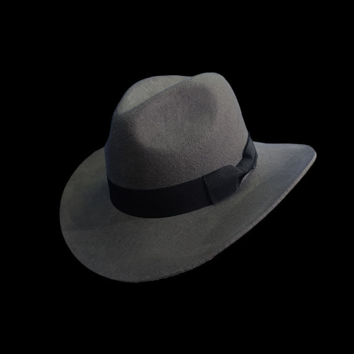 Cowboyhut mit Schleifenband in einfarbigem Schwarz - Grau - L (23 1/4"-23 5/8") - image 2