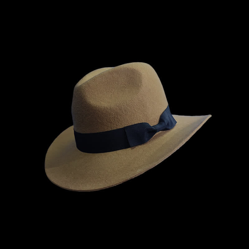 Cowboyhut mit Schleifenband in einfarbigem Schwarz - Kamel - L (23 1/4"-23 5/8") - image 0