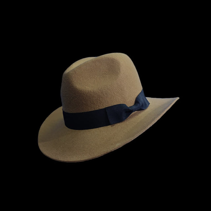 Cowboyhut mit Schleifenband in einfarbigem Schwarz - Kamel - L (23 1/4"-23 5/8") - image 0