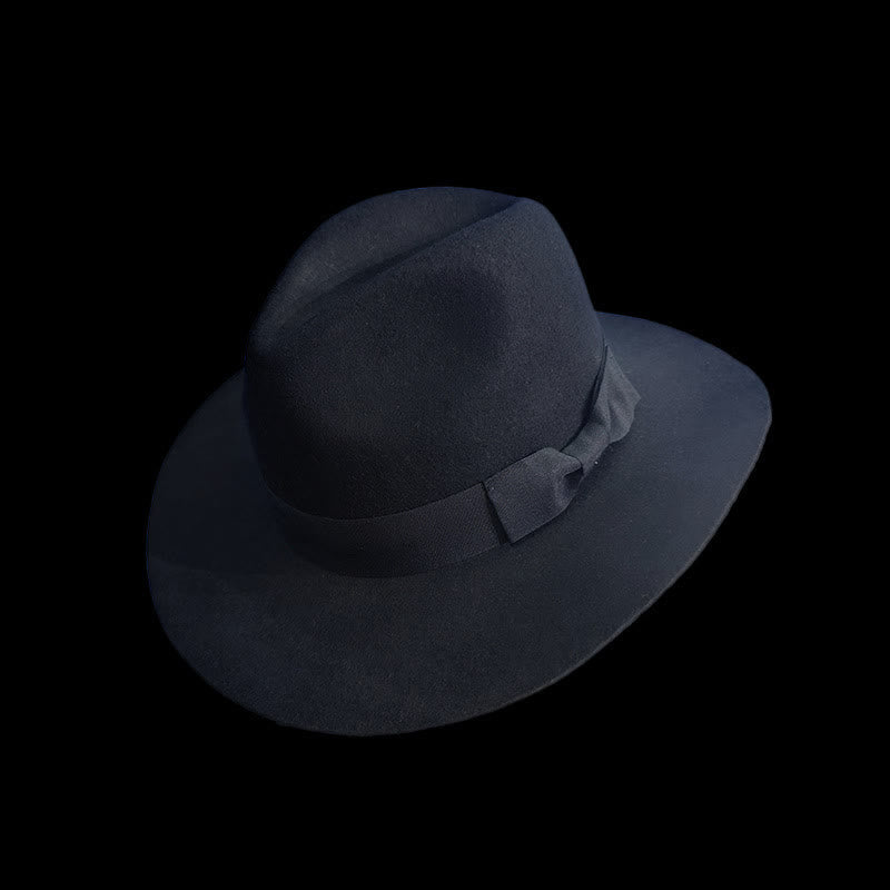 Cowboyhut mit Schleifenband in einfarbigem Schwarz - Schwarz - L (23 1/4"-23 5/8") - image 1