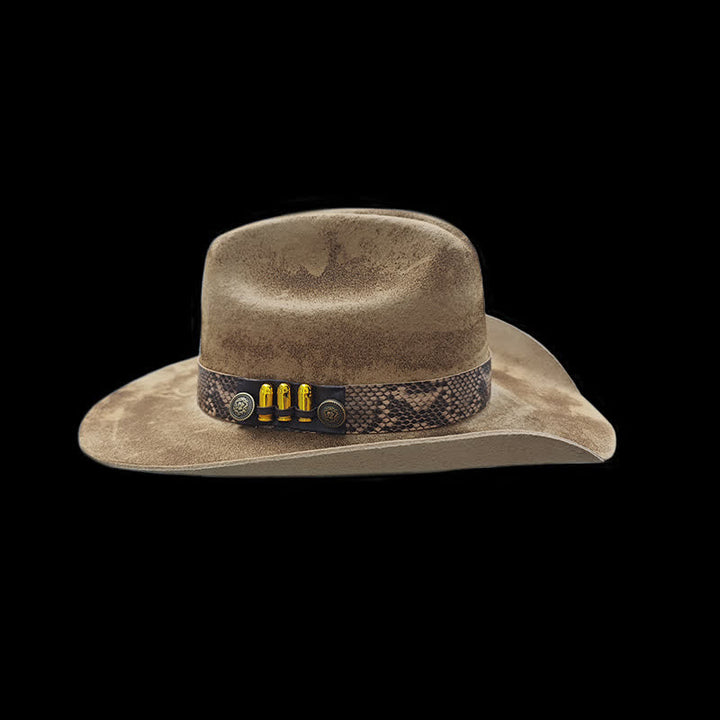 Bullet Decors Schlangenhautmuster Band Cowboyhut - Dunkelkhaki - M (22"-22 7/8") - image 1