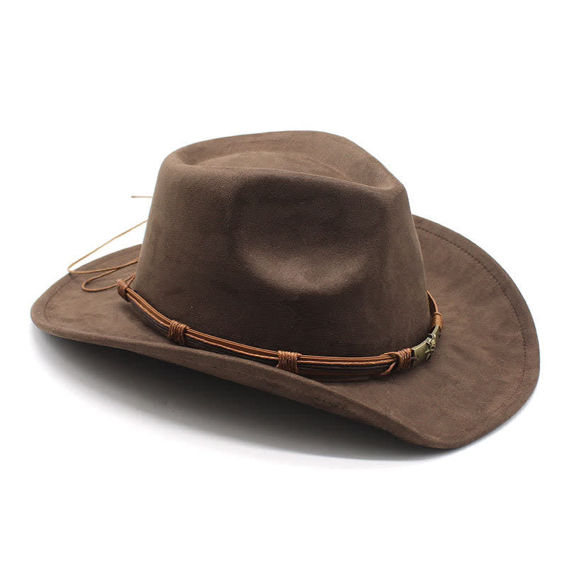 Ethnischer Stil Seilverzierung Gebogener Rand Filz Cowboyhut - image 4