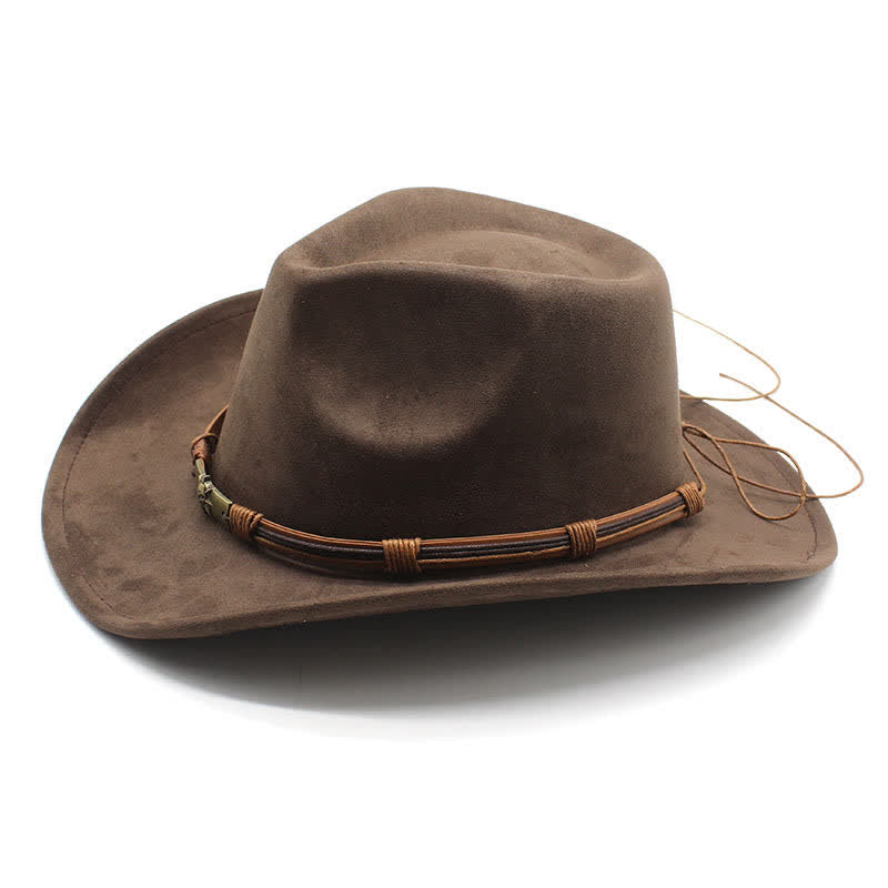 Ethnischer Stil Seilverzierung Gebogener Rand Filz Cowboyhut - image 3
