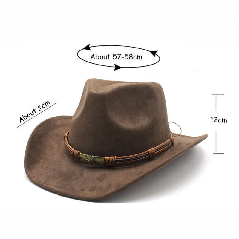 Ethnischer Stil Seilverzierung Gebogener Rand Filz Cowboyhut - image 5