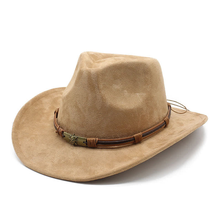Ethnischer Stil Seilverzierung Gebogener Rand Filz Cowboyhut - Kamel - M (22"-22 7/8") - image 0