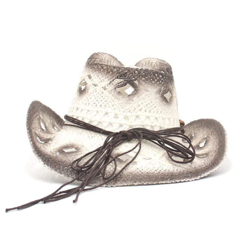 Boho Hollow-Out Perlen Schnur Cowboy Cowgirl Strohhut - image 7