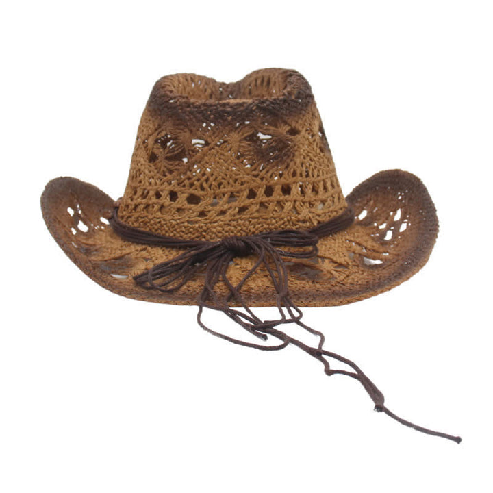 Boho Hollow-Out Perlen Schnur Cowboy Cowgirl Strohhut - image 3