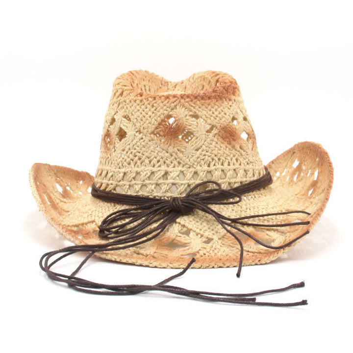 Boho Hollow-Out Perlen Schnur Cowboy Cowgirl Strohhut - image 11