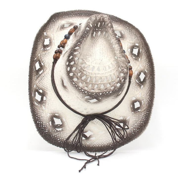 Boho Hollow-Out Perlen Schnur Cowboy Cowgirl Strohhut - image 5