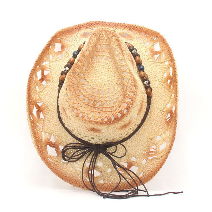 Boho Hollow-Out Perlen Schnur Cowboy Cowgirl Strohhut - image 9