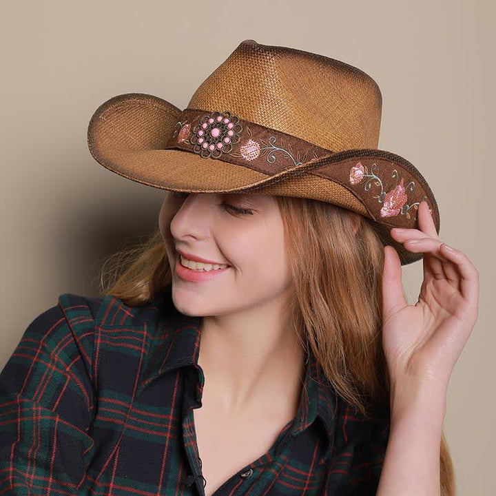 Pink Flower Western Party Cowgirl Cowboy Strohhut - image 3