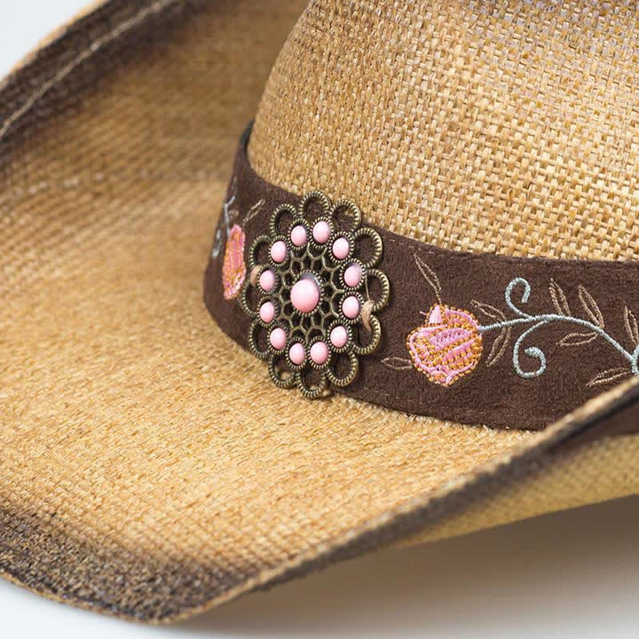 Pink Flower Western Party Cowgirl Cowboy Strohhut - image 4