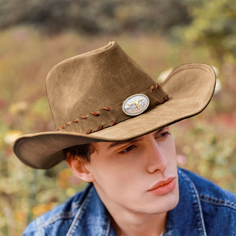 Dunkel Khaki Outdoor Wide Brim Western Cowboy Hut