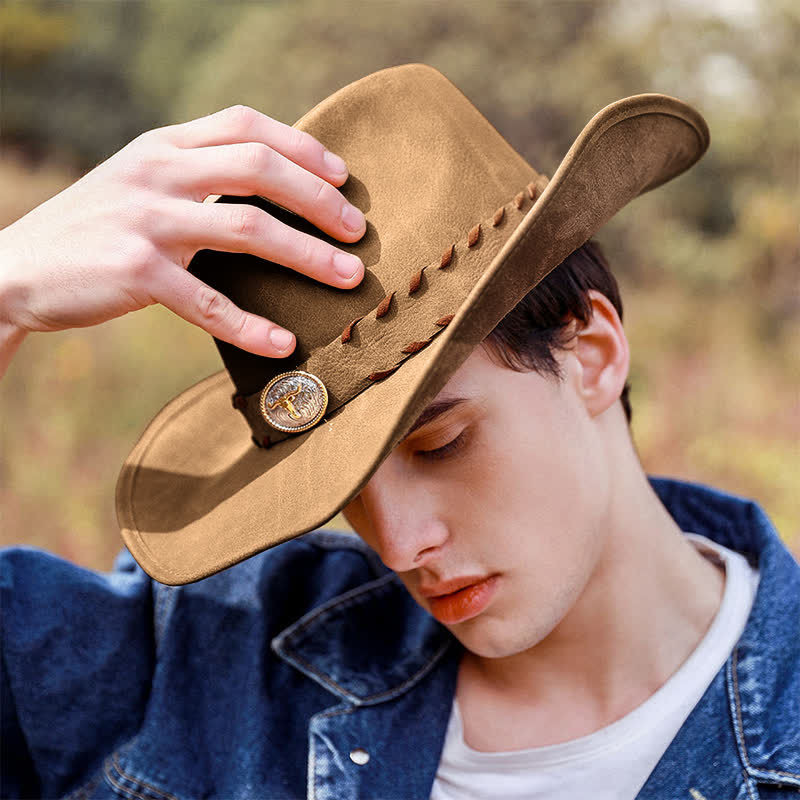Dunkel Khaki Outdoor Wide Brim Western Cowboy Hut