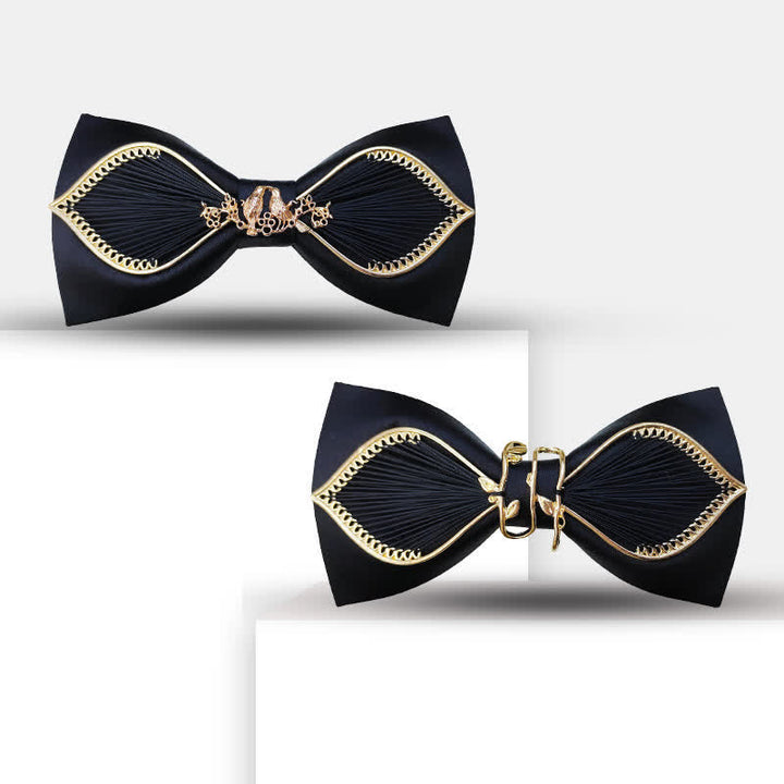 Herren Hochzeitsfliege mit Goldvogel-Blätter-Blumenmuster
