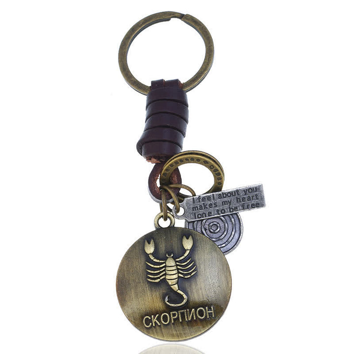Vintage Woven 12 Constellation Pendant Leather Keychain - Skorpion - image 12
