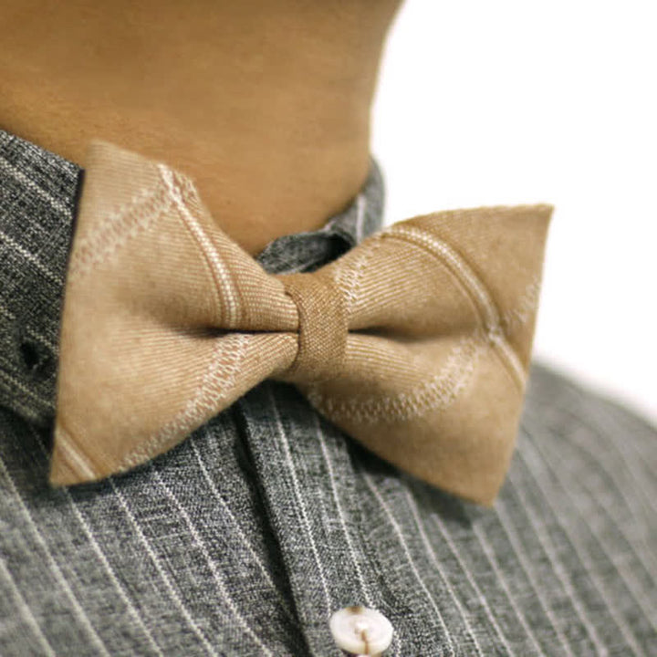 Khaki Britischer Stil Karo Baumwollfliege für Herren