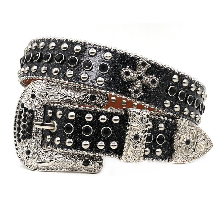 Western Bling Cross Rivet Studs Leder Gürtel